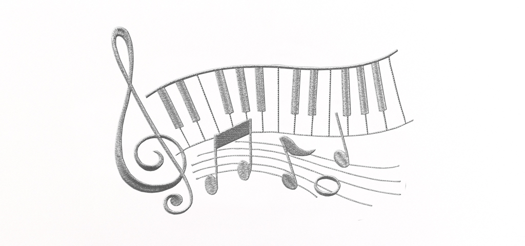 Music Notes Silver White Faux